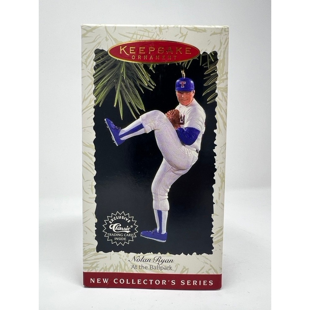 1996 Hallmark Keepsake Ornament Nolan Ryan TX Rangers At The Ballpark Box Card